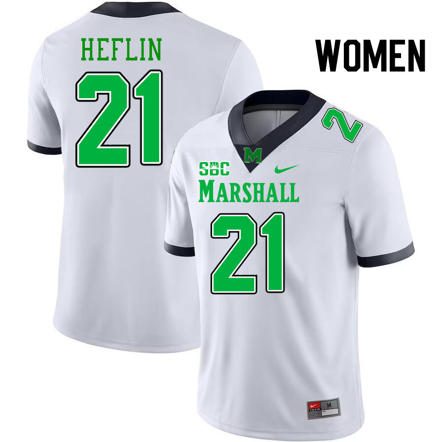 Women #21 Ashton Heflin Marshall Thundering Herd SBC Conference College Football Jerseys Stitched-Wh Women #21 Ashton Heflin Marshall Thundering Herd SBC Conference College Football Jerseys Stitched-Wh